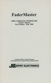 FaderMaster MIDI Command Controller Owners Manual
