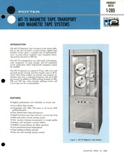 Potter MT-75 Magnetic Tape Transport and Magnetic Tape Systems